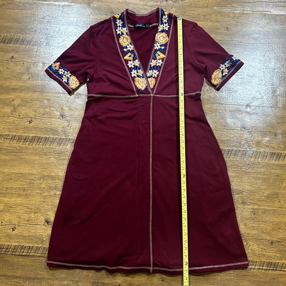 eShakti Floral Trim Cotton Knit Shift Dress Burgundy custom - Picture 10 of 16